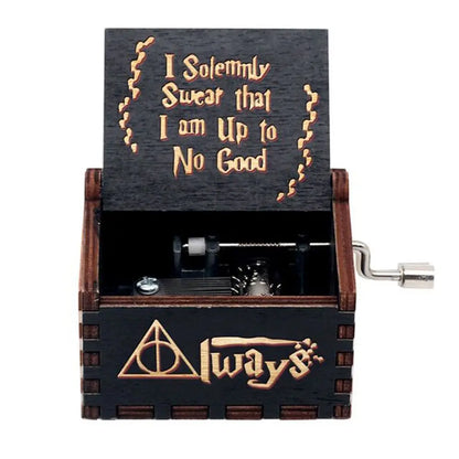 Hand-Cranked Wooden Music Box - Vintage Carved Musical Keepsake for Christmas, Birthdays, and Special Gifts