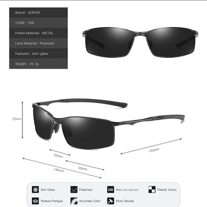 Aoron Polarized Sunglasses – UV400 Anti-Glare Metal Frame Driving Glasses for Men & Women