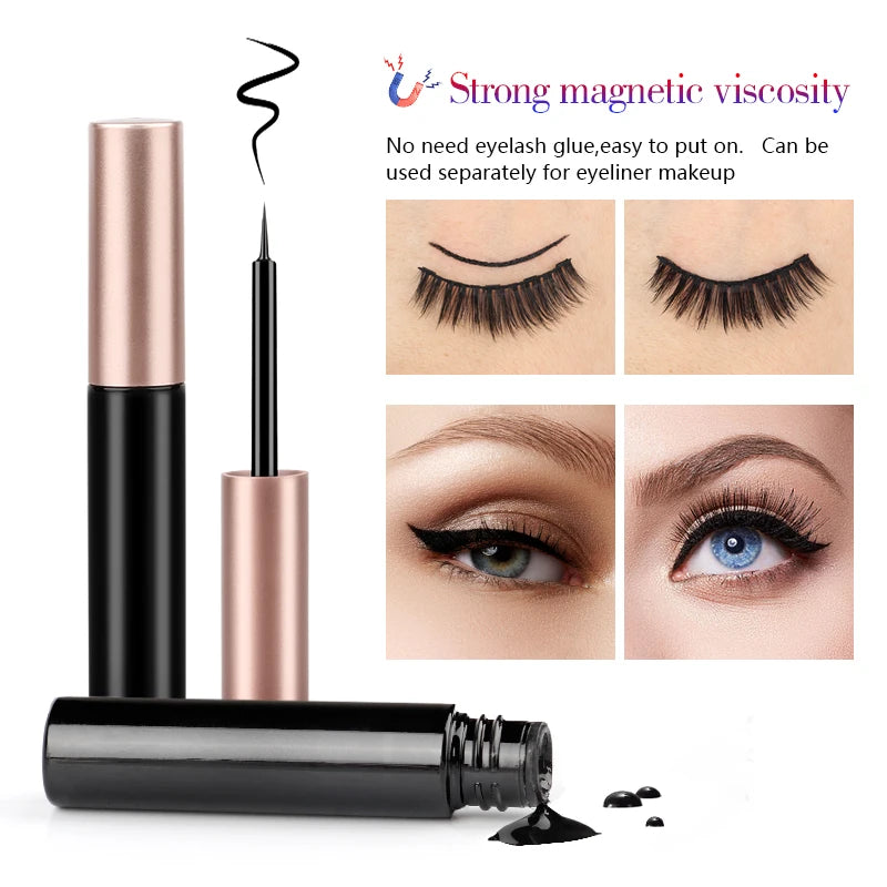 2/3/4 Pairs Magnetic Eyelashes Set - Waterproof Liquid Eyeliner, Tweezer, Dramatic 3D Mink Lashes for Makeup