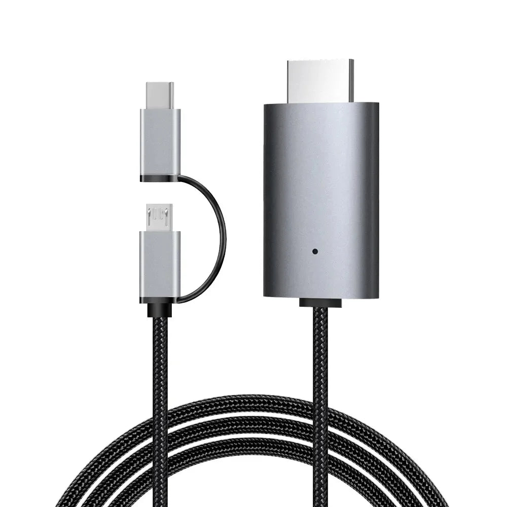 LD39 Wire HD Streaming TV Stick – Micro USB & Type C to HDMI Cable for Screen Mirroring from Android Phone/Tablet to TV