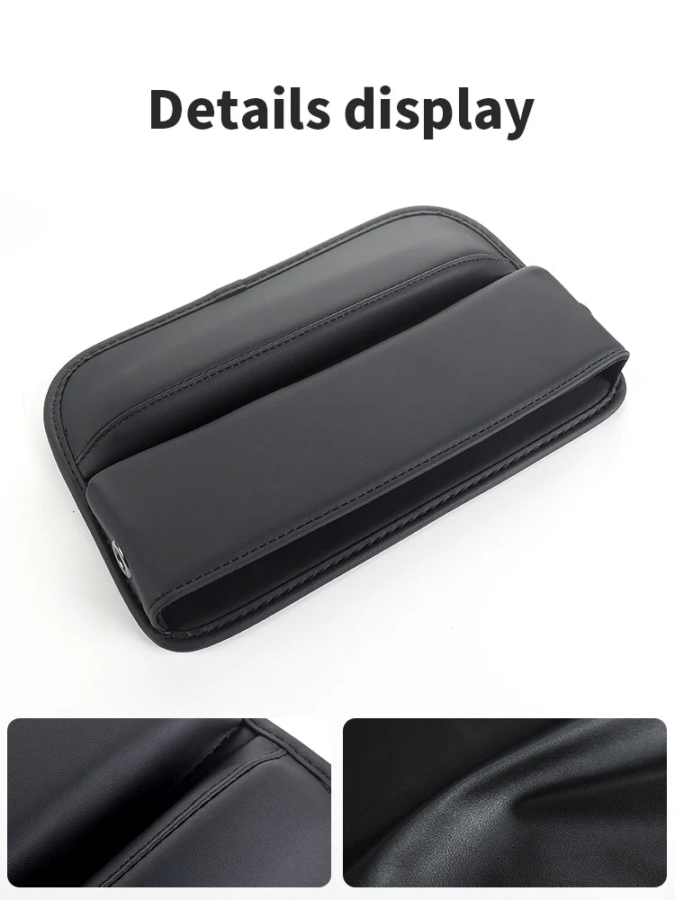 Leather Car Seat Gap Organizer – Multifunction Console Crevice Filler, Side Storage Box with Cup Holder, Car Interior Storage Pocket