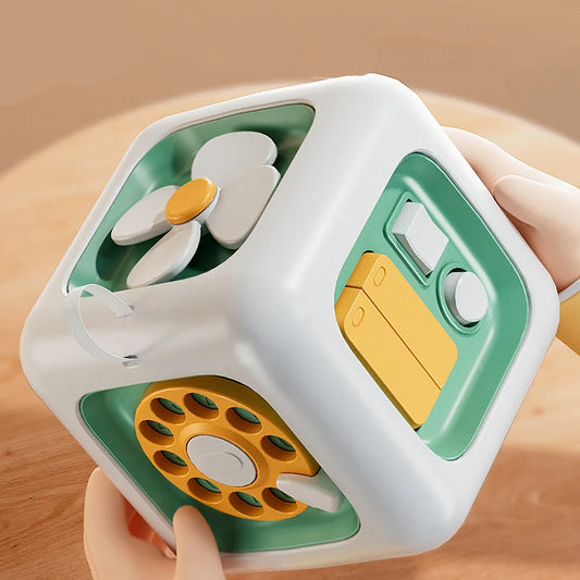 6-in-1 Montessori Sensory Busy Board – Educational Fidget Toy Drawer Cube for Baby Skill Development, Girls & Boys