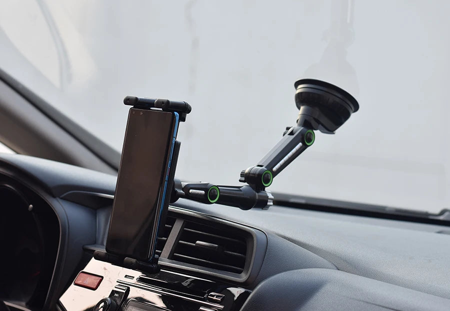 Car Dashboard Tablet & Phone Holder — Suction Mount for 7"-15" Tablets and 4"-7" Phones