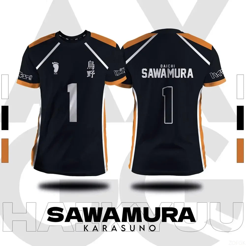 Haikyuu Anime Cosplay Jersey - Fukurodani and Hinata Short-Sleeve T-Shirt for Men and Children