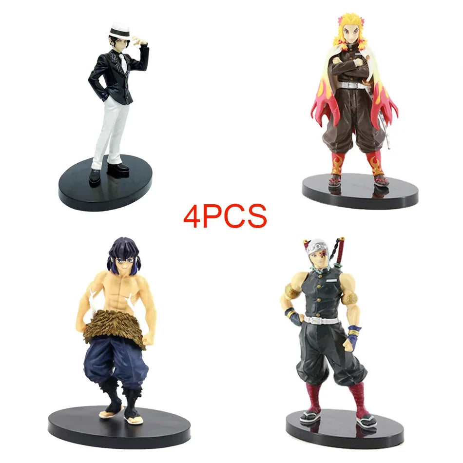 Anime Demon Slayer Kimetsu No Yaiba Action Figures – Tanjirou, Nezuko, Zenitsu & Inosuke PVC Model Toys