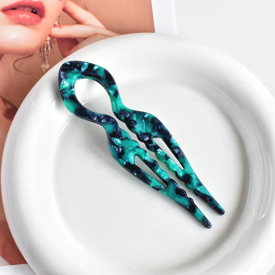 Acrylic Fish Tail U-Shaped Hairpin - French Twist & Lazy Bun Styling Accessory