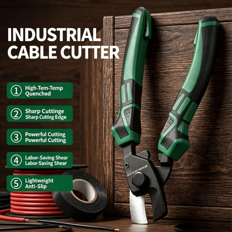 7-Inch Electrician Cable Cutter - Heavy-Duty Manual Wire Cutting Pliers