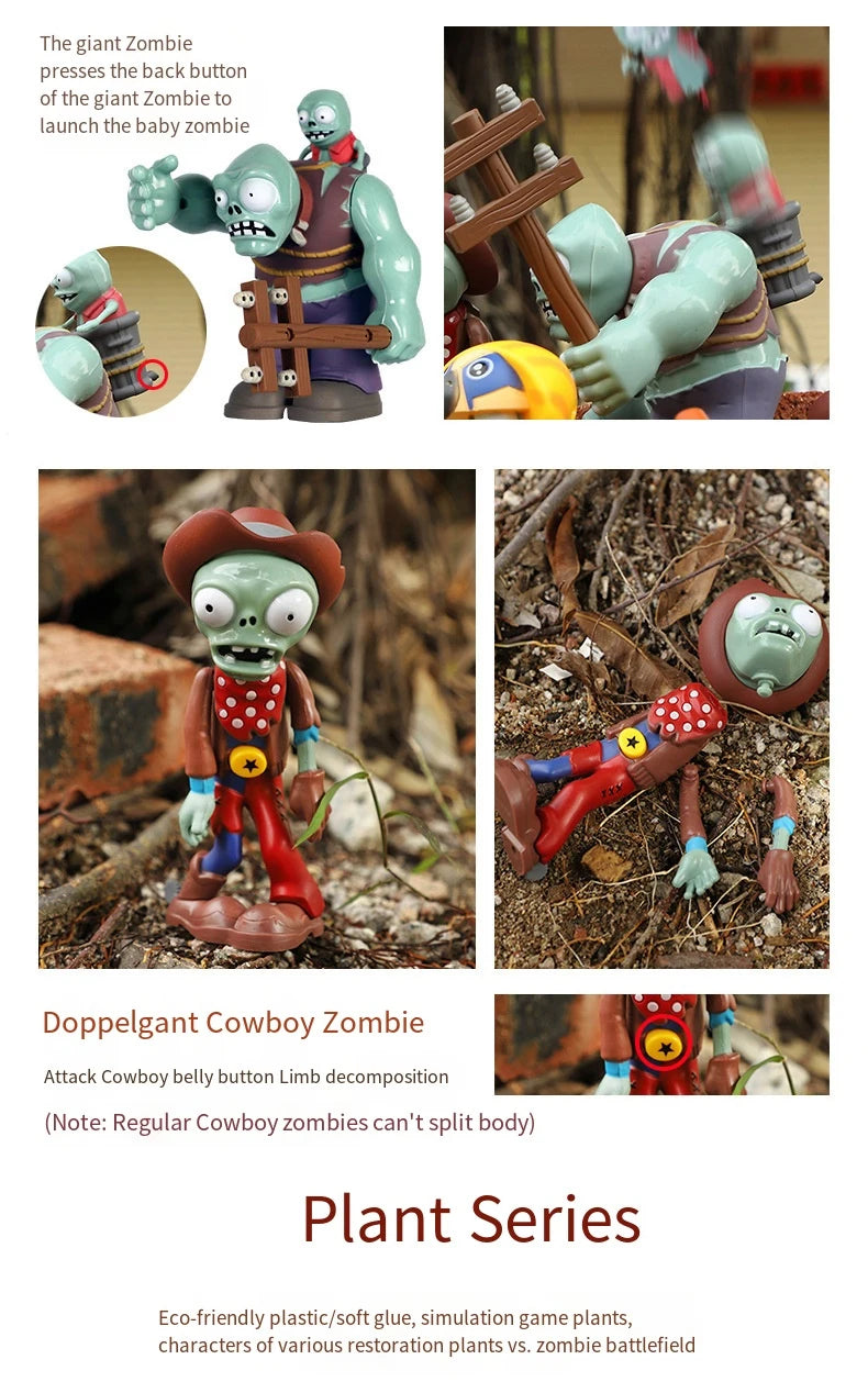 Plants vs Zombies 2 Giant Zombie Toy Set – Ice Pea & Jetpack Zombie Silicone Figures for Boys Gift