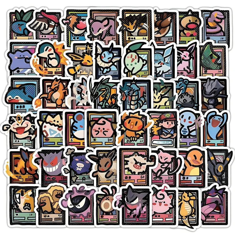 103PCS Pixel Pokemon Stickers - Pikachu Cartoon Vinyl Decals for Laptops, Phones, Suitcases and DIY Crafts