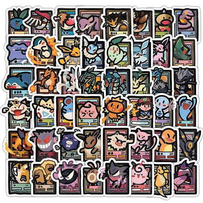 103PCS Pixel Pokemon Stickers - Pikachu Cartoon Vinyl Decals for Laptops, Phones, Suitcases and DIY Crafts