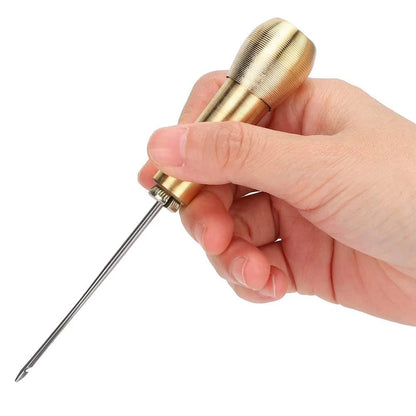 9 Piece Leather Sewing Kit - Includes Copper Handle Awl and Needle Set, Ideal for Repairing Leather, Canvas, Tents, and Shoes