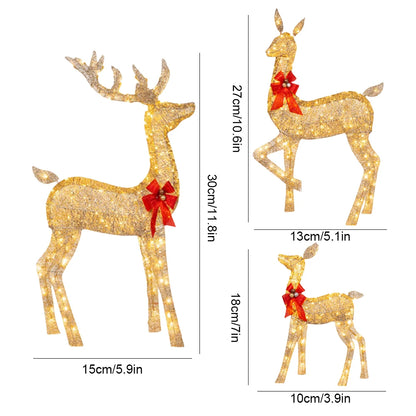 3-Piece Lighted Christmas Deer Family Decor – Cute Reindeer Xmas Decoration for Festive Holidays