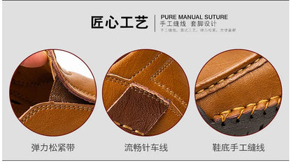 Handmade Leather Men’s Loafers – Casual Slip-On Flats, Comfortable Outdoor Walking Shoes