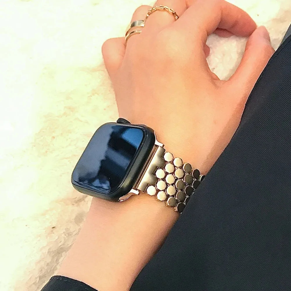 Metal Band for Apple Watch | Women's Ultra 2 Stainless Steel Strap | Bracelet for iWatch Series 9-5 | Compatible with Various Sizes (49mm, 41mm, 45mm, 40mm, 44mm, 38mm, 42mm)