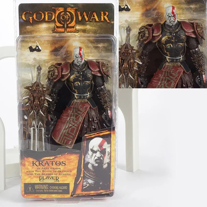 NECA God of War II Kratos 7-Inch Action Figure in Ares Armor with Blades - Classic Video Game Collectible Toy