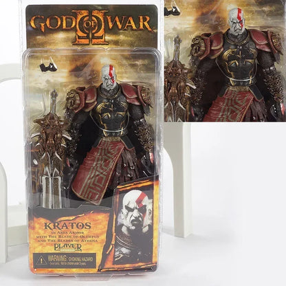 NECA God of War II Kratos 7-Inch Action Figure in Ares Armor with Blades - Classic Video Game Collectible Toy