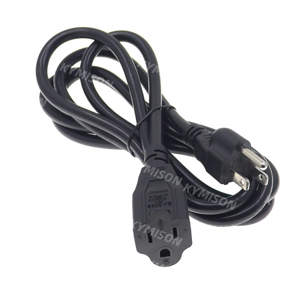 USA 3-Prong Extension Power Cord – NEMA 5-15P to 5-15R Plug Socket, 0.3m/0.5m/1m/2m Length Options