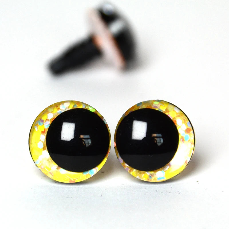20pcs 3D Cartoon Glitter Doll Safety Eyes – Strange Eyes with Hard Washer, 16mm-30mm for Toys