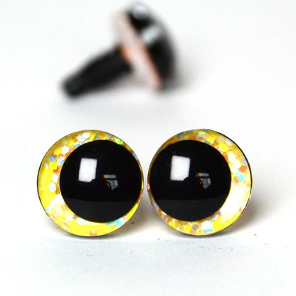 20pcs 3D Cartoon Glitter Doll Safety Eyes – Strange Eyes with Hard Washer, 16mm-30mm for Toys