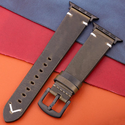 Genuine Leather Apple Watch Strap – Compatible with Series 7, 6, 5, 4, SE (40mm–49mm) for Men & Women