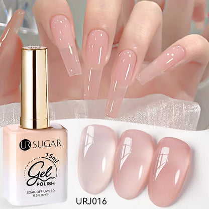 UR SUGAR 15ml Jelly Milky White Gel Polish – Translucent UV Soak Off Nail Art Varnish Semi-Permanent Fashion Nail Color