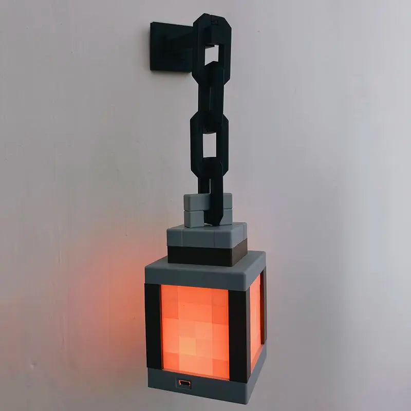 Luminous Pixel Lantern Nightlight – Rechargeable Bedroom Game Light for Kids, Home Decor Atmosphere Ornament