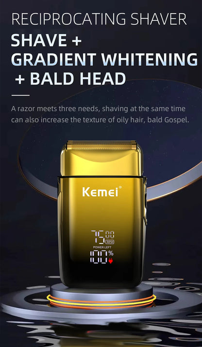 Kemei TX10 New Electric Shaver with LED Display Screen Rechargeable Hair Beard Razor Bald Head Shaving for Men