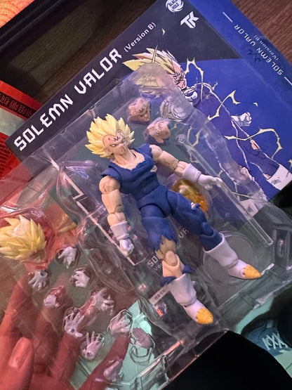 Majin Vegeta Super Saiyan Action Figure - Full Power Battle Damage Anime Collectible Model Toy