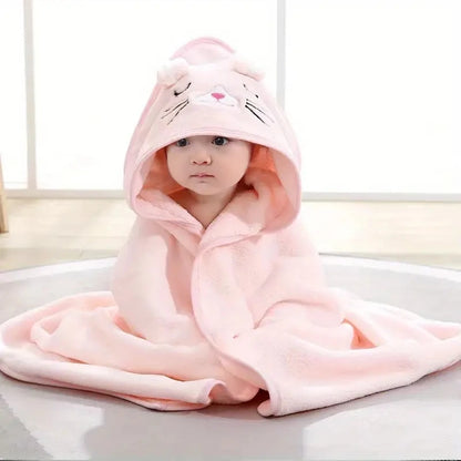 Animal Baby Bathrobe – Soft, Quick-Absorbent Hooded Coral Velvet Sleeping & Cuddle Robe for All Occasions