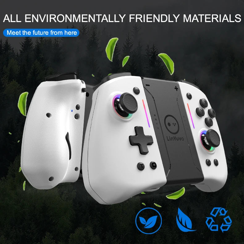 LinYuvo KS42 Meteor Light Wireless Joypad — 8-Color RGB Controller for Switch/Lite/OLED with Programmable Buttons, Turbo & Vibration