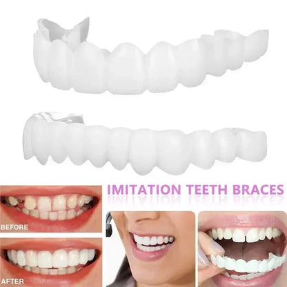 Perfect Fit Teeth Whitening Fake Tooth Cover – Snap-On Silicone Smile Veneers for Upper Teeth, Reusable Cosmetic Tool
