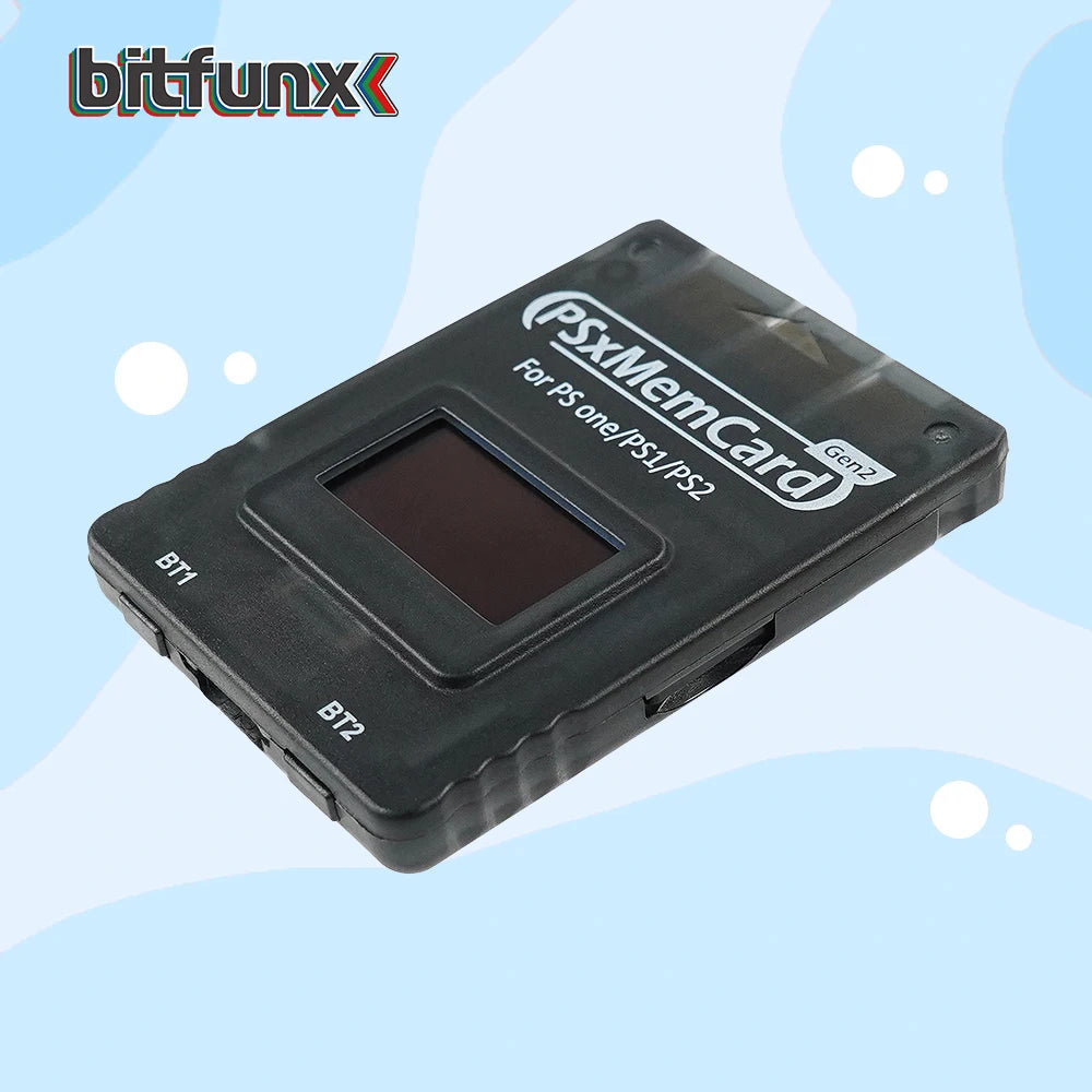 Bitfunx PSxMemCard Gen2 – Game Save Storage for PS1 & PS2 Games, Compatible with PlayStation Consoles