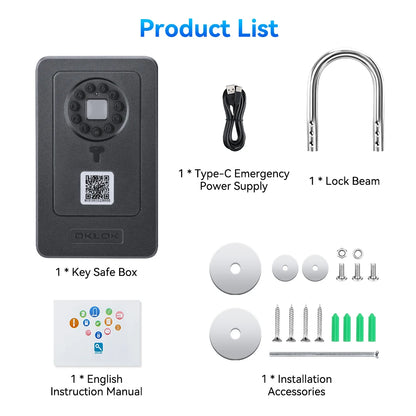 Camluxy Smart Key Box with Fingerprint & Digital Code Lock - Secure Storage with IC Card & Combination Unlock