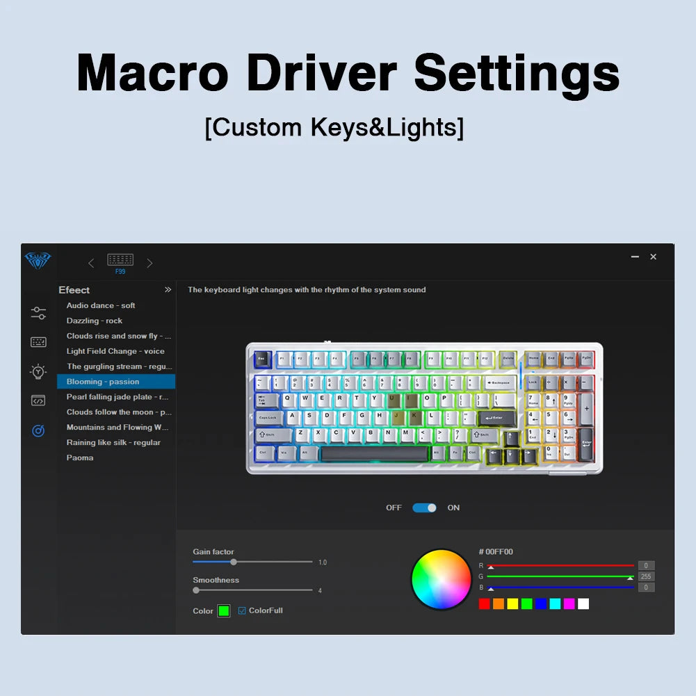 AULA F99 99-Key Gaming Mechanical Keyboard – Wired, 2.4G Wireless, Bluetooth, Hot-Swappable PBT Gasket RGB for Gaming & Typing