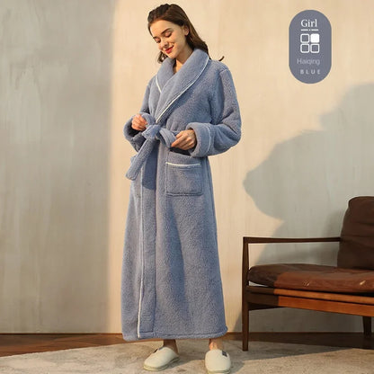 2025 Autumn Winter Cotton Robe – Thick Comfortable Large-Size Bathrobe for Men & Women, Luxury Couple Pajamas