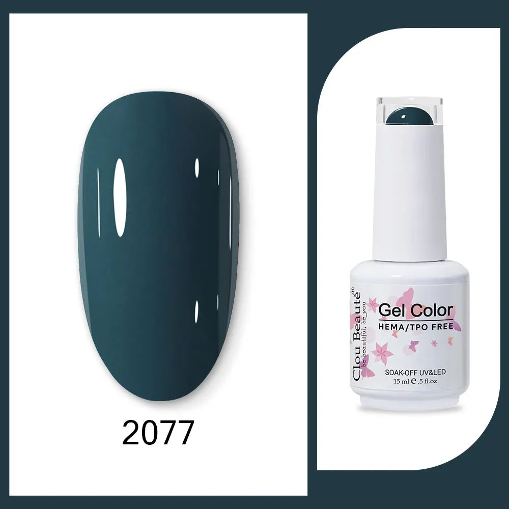 Clou Beaute 15ml Gel Nail Polish Set – Red Black White Green Neon UV Soak-Off Semi-Permanent Nail Varnish Base & Velvet Top Coat
