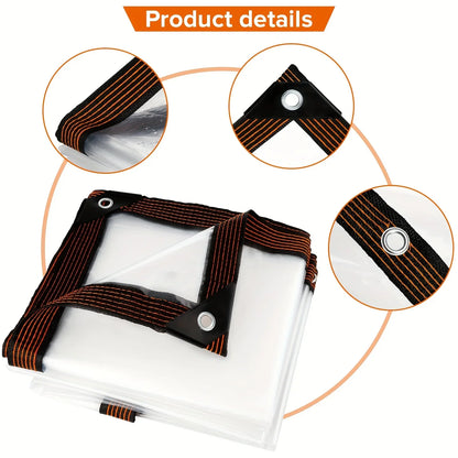 Clear Waterproof Polyester Tarp – Reinforced Grommet Cover for Garden, Patio & Outdoor Protection