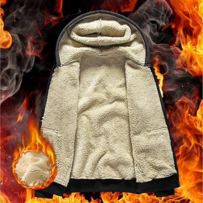 Trendy Lamb Wool Jacket - Warm Zipper Sweatshirt Coat with Front Pockets, Plush Lined Cardigan Hoodie for Men and Women, Pure Color Winter Outerwear