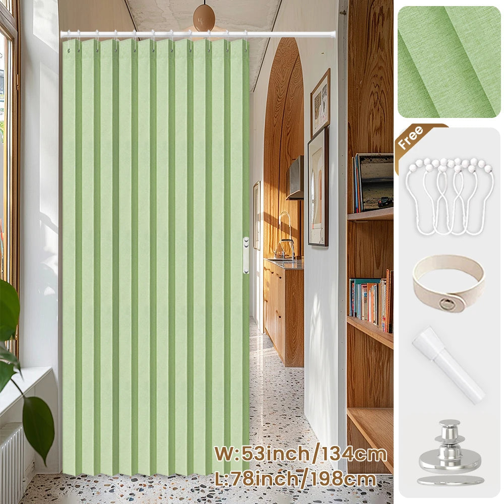Blackout Folding Door Curtain – 1 Panel Privacy Screen for Living Room, Bedroom, Kitchen, Closet, Room Divider