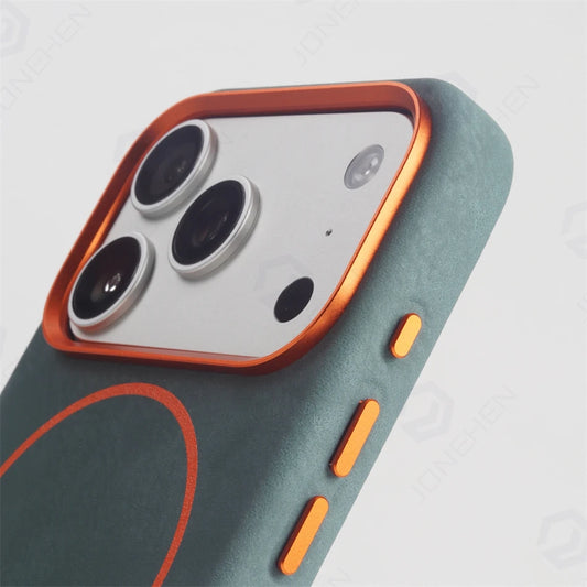 Business Matte Leather MagSafe Case - Magnetic Alloy Lens Cover for iPhone 13, 14, 15, 16 & 17 Air/Pro Max