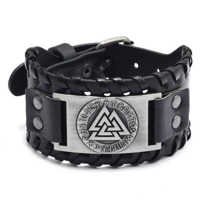 Trendy Viking Bracelet – Nordic Rune Compass & God Bird Charm Leather Woven Jewelry for Men, Fashion Accessory & Party Gift