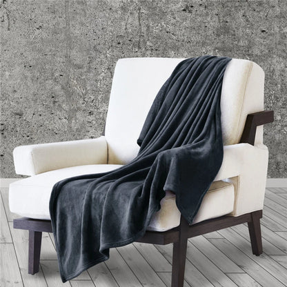 Spring & Winter Flannel Blanket – Soft, Fluffy Coral Fleece Sofa Cover & Bedspread, Solid Blue & Black Plush Blanket for Beds
