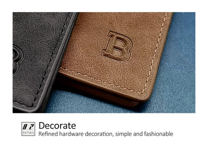 Retro Men’s Leather Wallet – Slim Money Purse with Coin Bag & Zipper, Stylish Dollar Design