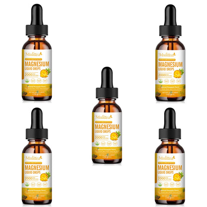 Mulittea Magnesium Glycinate Drops – Pineapple Flavor for Mood Calm, Muscle Relaxation, Sleep Support & Nerve Health