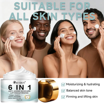 SUYARUN 6-in-1 Anti-Aging Cream - Hydrating, Firming and Brightening Facial Moisturizer for All Skin Types