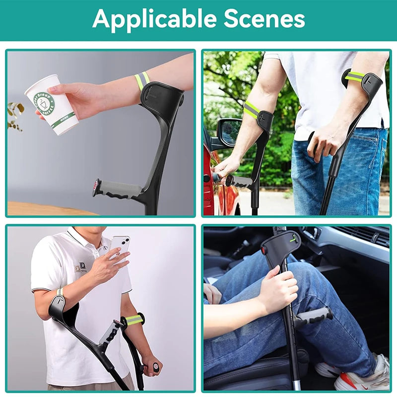 Lightweight Adjustable Aluminum Forearm Crutches for Adults — Foldable Elbow Crutch with Cuff for Walking
