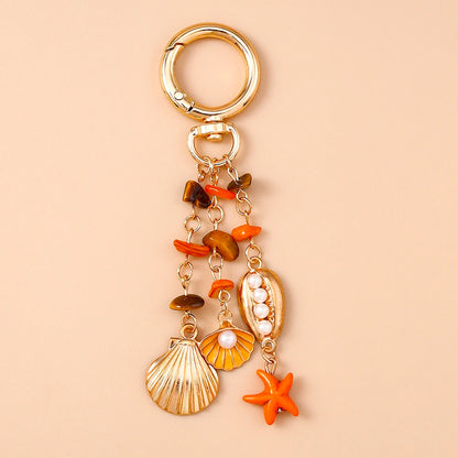 Summer Beach Shell Keychain – Octopus and Starfish Marine Life Pendant for Women, Girls, Handbag Decor, and Gifts