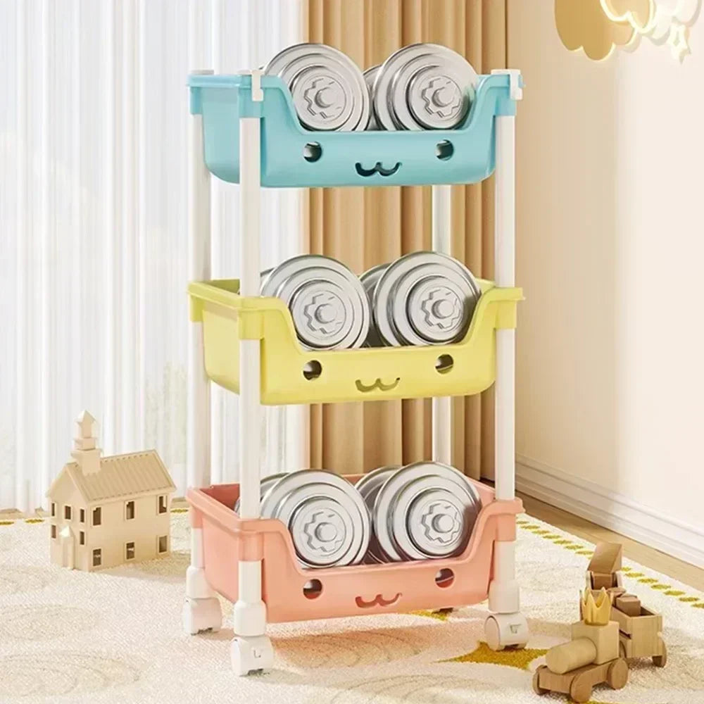 4 Layer Toy Storage Trolley & Bookshelf - Kids Organizer, Snack Rack, Bathroom & Kitchen Storage