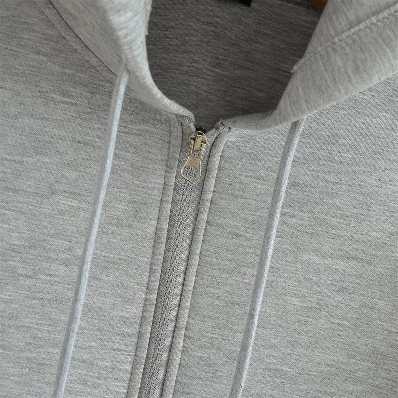Oversized Unisex Zipper Hoodie - Women's Winter Loose Sweatshirt with Double Pockets