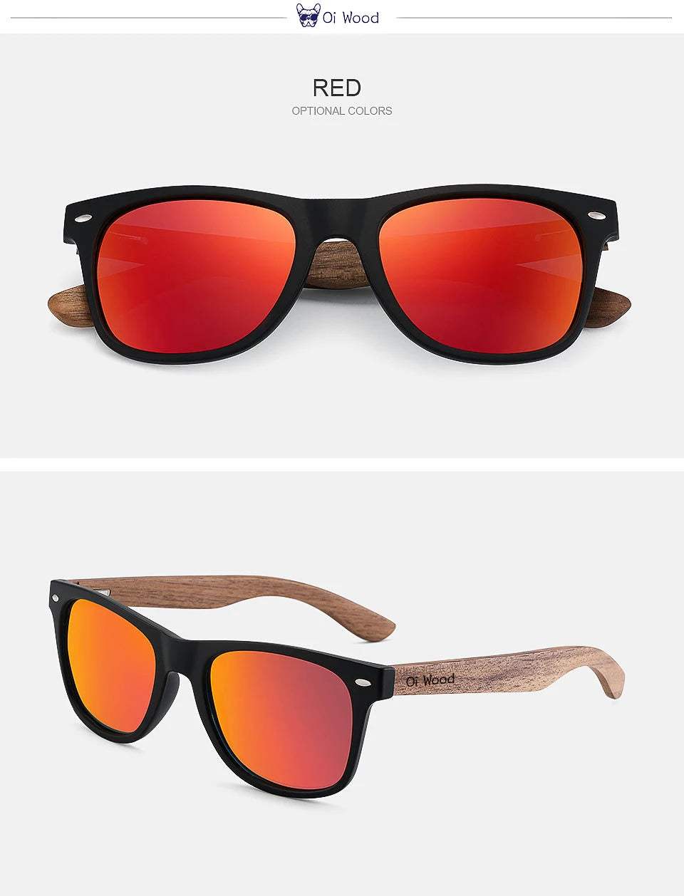 Oi Wood Natural Wooden Polarized Sunglasses for Men – Fashion Sun Glasses with TR90 Frames
